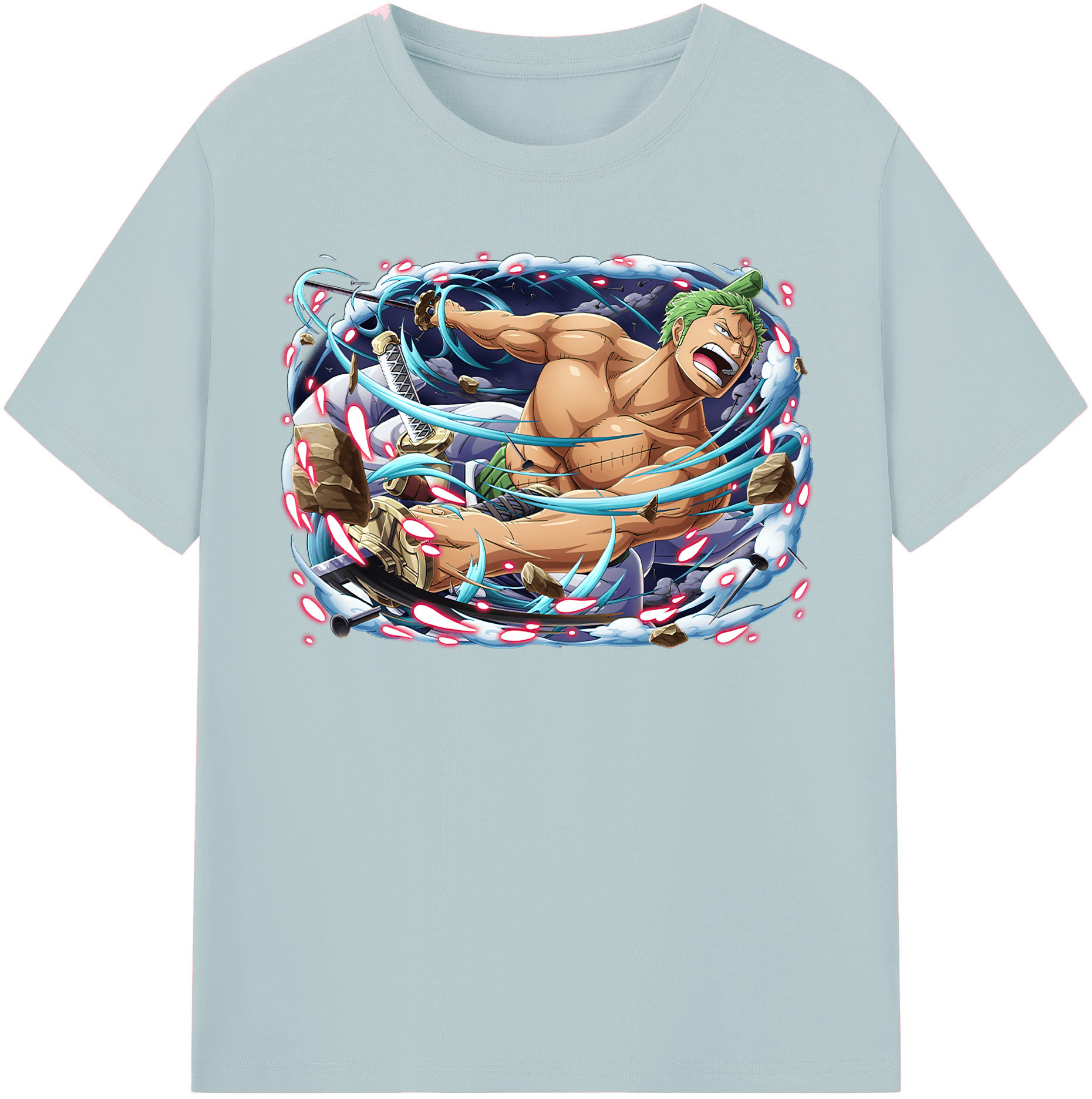 ワンピース ロロノア・ゾロ ONE PIECE Roronoa Zoro 綿100％半袖Tシャツ（フロントプリント）